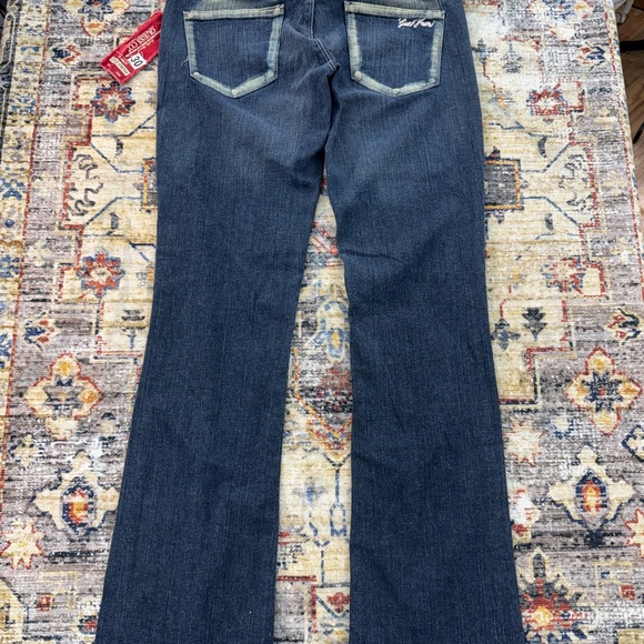 Women's Dark Embroidered Bootcut Jeans - size 30 Y2K - Picture 2 of 5